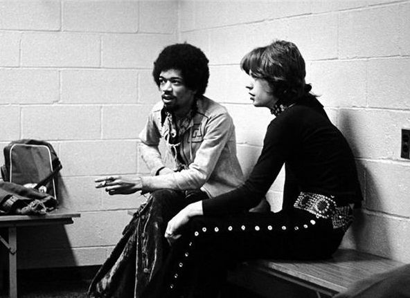 Hendrix with Mick Jagger in 1969